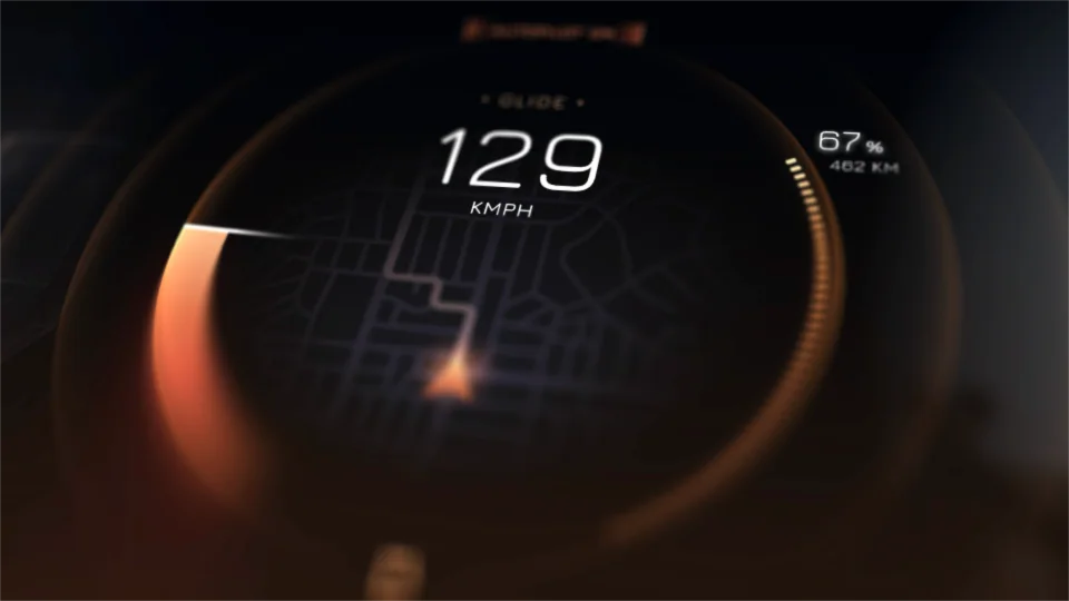 Vayu instrument display reading 129 km/h over a navigation map